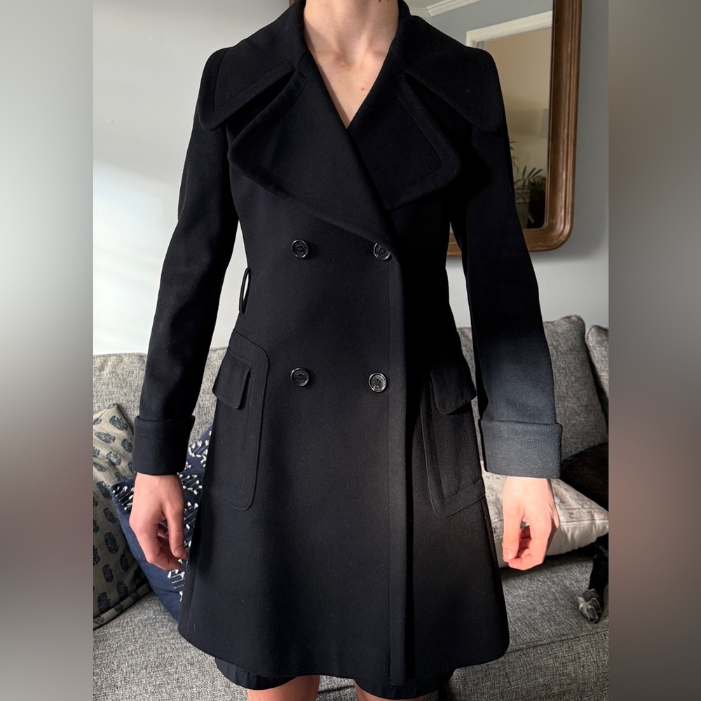 Burberry Black Double-Breasted virgin wool/cashmere Trench Coat